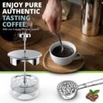Oliver's Kitchen ® Premium French Press Cafetiere Coffee Maker - Thermal Insulated Double Wall - Stainless Steel 1 Liter - Image 5