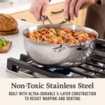 Calphalon Premier Polished 5-Ply Stainless Steel Cookware Set w/Turbo Heat Tech 4.5Qt Chef's Pan with Lid, Induction, Oven Safe 500F, PFOA Free, Polished Stainless Silver - Image 3
