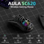 Aula SC620 Wireless Gaming Mouse, Tri-Mode 2.4GHz/USB-C/BT5.3 Computer Mouse with 12000 DPI, Programmable Macro Gamer Mouse with Rapid Fire Key, RGB Light Gaming Mice for PC/Laptop/Mac - Image 3