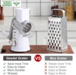 Geedel Rotary Cheese Grater, Kitchen Mandoline Vegetable Slicer with 3 Interchangeable Blades, Easy to Clean Rotary Grater Slicer for Fruit, Vegetables, Nuts - Image 3