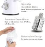 Geedel Rotary Cheese Grater, Kitchen Mandoline Vegetable Slicer with 3 Interchangeable Blades, Easy to Clean Rotary Grater Slicer for Fruit, Vegetables, Nuts - Image 5