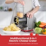 Electric Cheese Grater, Salad Maker With 6 Different Shapes of Blades, 250W Electric Slicer Shredder, Electric Salad Machine for Cheeses, Fruits, Vegetables - Image 3