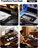 YSAGi Leather Desk Protector, Office Mat, Large Mouse Mat, Non-Slip PU Leather Blotter, Laptop Desk Mat, Waterproof Writing Pad for Office and Home (Black, 31.5" x 15.8") - Image 3