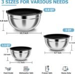 TeamFar Mixing Bowls, Stainless Steel Nesting Salad Bowls with Airtight Lids Set, For Serving/Mixing/Storing, Healthy & Long-lasting, Dishwasher Safe & Easy Clean, 4.6/3 / 1.5 QT, Black - Image 3