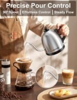 Stariver Electric Kettle Gooseneck Kettle, 1L Water Boiler, BPA-Free, Pour Over Tea Pot Stainless Steel for Coffee & Tea with Fast Heating, Auto-Shut Off and Boil-Dry Protection Tech - Image 3