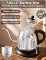 Stariver Electric Kettle Gooseneck Kettle, 1L Water Boiler, BPA-Free, Pour Over Tea Pot Stainless Steel for Coffee & Tea with Fast Heating, Auto-Shut Off and Boil-Dry Protection Tech - Image 4