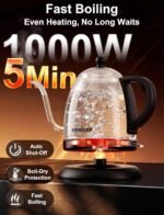 Stariver Electric Kettle Gooseneck Kettle, 1L Water Boiler, BPA-Free, Pour Over Tea Pot Stainless Steel for Coffee & Tea with Fast Heating, Auto-Shut Off and Boil-Dry Protection Tech - Image 5