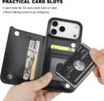 ONETOP Compatible with iPhone 17 Pro Max Wallet Case with Card Holder, PU Leather Kickstand Card Slots Case, Double Magnetic Clasp and Durable Shockproof Cover 6.9 Inch (Black) - Image 5