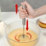 Stainless Steel Egg Whisk, Hand Push Rotary Whisk Blender, Versatile Milk Frother, Hand Push Mixer Stirrer for Blending, Whisking, Beating & Stirring (12in) - Image 3