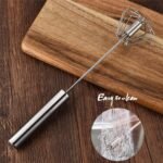 Stainless Steel Egg Whisk, Hand Push Rotary Whisk Blender, Versatile Milk Frother, Hand Push Mixer Stirrer for Blending, Whisking, Beating & Stirring (12in) - Image 5