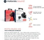 Motorola Sound Moto Buds 125 True Wireless Earbuds, IPX5 Waterproof Sweatproof Touch Control Ear Buds with Dual Noise Cancelling Microphone, Charging Case, Black - Image 3