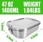 UPTRUST Stainless Steel Bento Lunch Food Box Container, 5-Compartment Large 1400ML Metal Bento Lunch Box Container for Kids or Adults with Lockable Clips to Leak Proof - Image 3