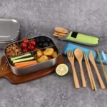 UPTRUST Stainless Steel Bento Lunch Food Box Container, 5-Compartment Large 1400ML Metal Bento Lunch Box Container for Kids or Adults with Lockable Clips to Leak Proof - Image 5
