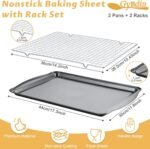 Baking Sheet with Cooling Racks - Carbon Steel Cookie Sheets for Baking [2 Sheets + 2 Racks], Nonstick Baking Pans, Perfect for Baking, Roasting, and More, Size 17 x 11 x 0.5 Inches - Image 3