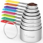 Wildone Measuring Cups & Spoons Set of 18 - Includes 8 Stainless Steel Nesting Measuring Cups, 9 Measuring Spoons, 1 Leveler, Ideal for Dry and Liquid Ingredients - Image 3