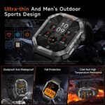 Military Smart Watches for Men (Answer/Make Calls), 2.01" UHD Fitness Watch with Heart Rate/Sleep Monitor/Blood Oxygen/100+ Sport Modes/IP68 Waterproof, Smartwatch for Android & iPhone, Orange - Image 5