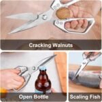 Professional Kitchen Scissors,Heavy Duty Multi-Purpose Food Cooking Shears for Jointing Chicken,Cutting Herbs,Opening Packages - Dishwasher Safe with Bottle Opener - Image 4
