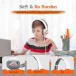 Kids Wired Headphones with Microphone, Volume Limited to 85/94dB, Foldable 3.5mm Jack Headset for Girls, Pink Over-Ear Headphones for School, Study & Travel, Includes Carry Case（White） - Image 3