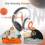 Kids Wired Headphones with Microphone, Volume Limited to 85/94dB, Foldable 3.5mm Jack Headset for Girls, Pink Over-Ear Headphones for School, Study & Travel, Includes Carry Case（White） - Image 4