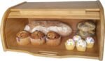 Large bread box bread basket wooden box storage boxes kitchen counter organizer, roll top breadbox. bread boxes for kitchen countertop. Bamboo wooden boxes. (Natural) - Image 4