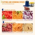 Food Processor, 2 Speed Meat Grinder Electric Food Chopper with 2 Bi-Level Blades Mini Kitchen Cutter for Vegetable, Onion, Garlic, Meat, Nuts, and Baby Food (Blue-2L) - Image 4