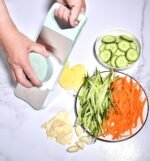 Multi-Purpose Mandoline Slicer for Kitchen with Slide-On Hand Guard - Vegetable Chopper, Potato/Onion/Garlic Slicer, Kitchen Grater(Multi-Color) (Seafoam green, 5-in-1) - Image 6