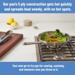 Misen 5-Ply Stainless Steel 12" Frying Pan - Professional Cookware for Induction, Gas and Electric - Dishwasher Safe, Oven Safe to 800°F - Durable, Versatile, Even Heating - Image 3