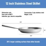 Misen 5-Ply Stainless Steel 12" Frying Pan - Professional Cookware for Induction, Gas and Electric - Dishwasher Safe, Oven Safe to 800°F - Durable, Versatile, Even Heating - Image 7