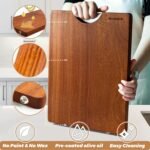 Real Solid Sapele Cutting Board One Piece No Glue Non Toxic All Whole Single Wood Butcher Block Thick Hard Wood Heavy Duty Edge Grain (Large, 15.74"L*11.14"W*1.18"Th) - Image 4