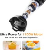 Immersion Blender Handheld 1100W - 3 in 1 Hand Blenders Set with Trigger Speed Control Emulsion Stick with Whisk and Milk Frother, Emulsifier for Kitchen for Soup, Smoothie, Puree - Image 4