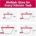 KOMUEE Glass Mixing Bowls with Lids Set, 4-Piece Nesting Kitchen Bowls for Salad, Serving, and Baking, Oven Safe Glass Bowl - Image 3