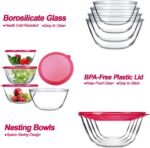 KOMUEE Glass Mixing Bowls with Lids Set, 4-Piece Nesting Kitchen Bowls for Salad, Serving, and Baking, Oven Safe Glass Bowl - Image 4