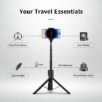 70“ Selfie Stick Tripod for iPhone/Android - Expandable Phone Tripod with Fill Light, 10M Bluetooth Remote Control, one Click Open Selfie Stick for Vlog/Travel/Live Streaming(Black) - Image 3
