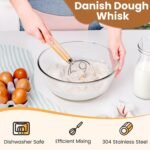 Danish Dough Whisk with Sourdough Scoring Tool, Bread Making Tools and Baking Supplies - Dough Hook Dutch Whisk, Bread Lame, Bench Scraper & Pastry Brush - Image 4