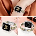 MioHHR Slim Metal Band Compatible with Apple Watch Band 42mm(Series 11 10) 41mm(Series 9 8 7) 40mm(Series 6 5 4 SE3/2/1) 38mm(Series 3 2 1),Stainless Steel iWatch Bands for Women,Silver/Gold - Image 3