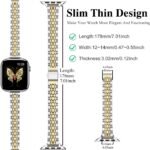 MioHHR Slim Metal Band Compatible with Apple Watch Band 42mm(Series 11 10) 41mm(Series 9 8 7) 40mm(Series 6 5 4 SE3/2/1) 38mm(Series 3 2 1),Stainless Steel iWatch Bands for Women,Silver/Gold - Image 4