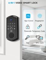 Smart Door Lock with Camera, Fingerprint Keypad Deadbolt, APP Remote Control, Video Doorbell with 2-Way Audio, Auto Lock, Keyless Entry Electronic Smairt Lock for Front Door, Black - Image 3