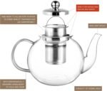 CNGLASS 40oz Glass Teapot with Removable Infuser,Clear Tea Kettle Stovetop Safe,Blooming and Loose Leaf Tea Maker Set - Image 3