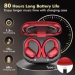 Wireless Earbuds, Sports Bluetooth Headphones, 80Hrs Playtime Ear Buds with LED Power Display, Noise Canceling Headset, IPX7 Waterproof Earphones for Workout/Running (Red) - Image 3