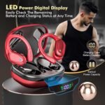 Wireless Earbuds, Sports Bluetooth Headphones, 80Hrs Playtime Ear Buds with LED Power Display, Noise Canceling Headset, IPX7 Waterproof Earphones for Workout/Running (Red) - Image 5