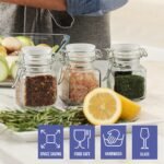 Oak & Steel 12 Pack 3.4oz Small Airtight Glass Spice Jars with Lids & Clip Top, 24 Labels & Chalk Pen - Square Bottles, Herb Jars, Mason Jars, Seasoning Containers - Image 3