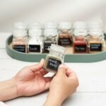 Oak & Steel 12 Pack 3.4oz Small Airtight Glass Spice Jars with Lids & Clip Top, 24 Labels & Chalk Pen - Square Bottles, Herb Jars, Mason Jars, Seasoning Containers - Image 5