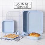 Country Kitchen Nonstick Stackable Bakeware Set - Deluxe Heavy Duty, Durable, Easy Release Baking Set, 8 Pcs, Light Blue - Image 3