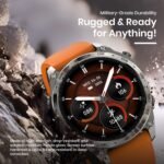 SNEL® Watch Elite PRO [GPS 45mm] with Moonlight Silver Aluminum Case + Amber Orange Sport Band. 4GB, Bluetooth Calling, Heart Rate & SpO2, Always-On AMOLED, 3ATM, iOS & Android - Image 3