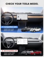 Lamicall Tesla Model Y (2020-2024) & Model 3 (2017-2023) Screen Protector - [Anti Scratch & Fingerprint] [9H Hardness] Tempered Glass Screen Protector for Tesla Model Y/Model 3, Tesla Assesories - Image 3