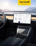 Lamicall Tesla Model Y (2020-2024) & Model 3 (2017-2023) Screen Protector - [Anti Scratch & Fingerprint] [9H Hardness] Tempered Glass Screen Protector for Tesla Model Y/Model 3, Tesla Assesories - Image 5