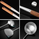 FJNATINH Wok Spatula and Ladle,Skimmer Ladle Tool Set, 17inches Spatula for Wok, 304 Stainless Steel Cooking Utensils - Image 4