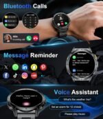 Smart Watches for Men Answer/Make Call, 1.62" AMOLED/730mAh Battery/LED Flashlight Military Smartwatch, 110+ Sports Modes IP68 Waterproof Fitness Tracker for Android iOS Black - Image 4