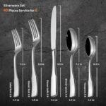 Alata Kate 40-Piece Silverware Set,Service for 8,Stainless Steel Flatware Set,Mirror Polished Cutlery Set,Dishwasher Safe - Image 5