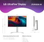LG 27UP650K-W 27-inch Ultrafine 4K UHD (3840 x 2160) IPS Computer Monitor, 60Hz, 5ms, DisplayHDR 400, Reader Mode, Flicker Safe, HDMI, DisplayPort, Tilt/Height/Pivot Adjustable Stand, White - Image 4